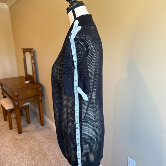 George short sleeved black long sweater crochet look office casual - Picture 5 of 9